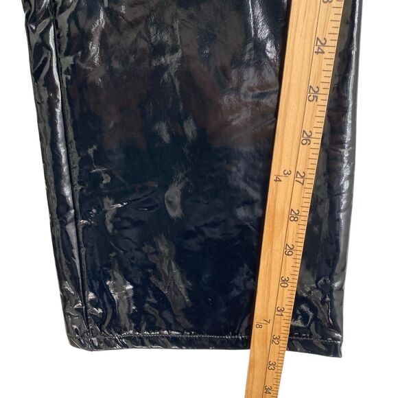 We Wore What Faux Leather Flare Pants 26 Black Shine High Rise Goth Punk Sexy - Picture 5 of 12